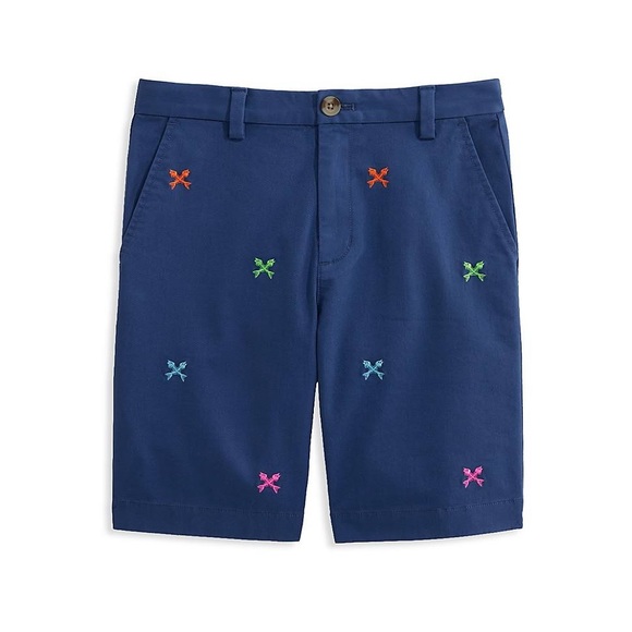 Vineyard Vines Boys' Bottoms Crossed Fish Bone Breaker Short Blue Size 7 - Picture 1 of 4
